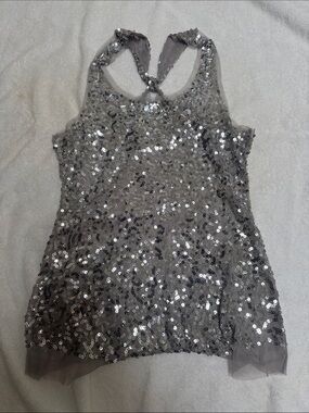 Silver Sequin Racerback Tank Top
